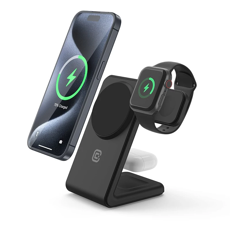 Vidinis įkroviklis Crong CRG-MSPS-BLK išmaniajam laikrodžiui, juodas, Lightning USB belaidis
