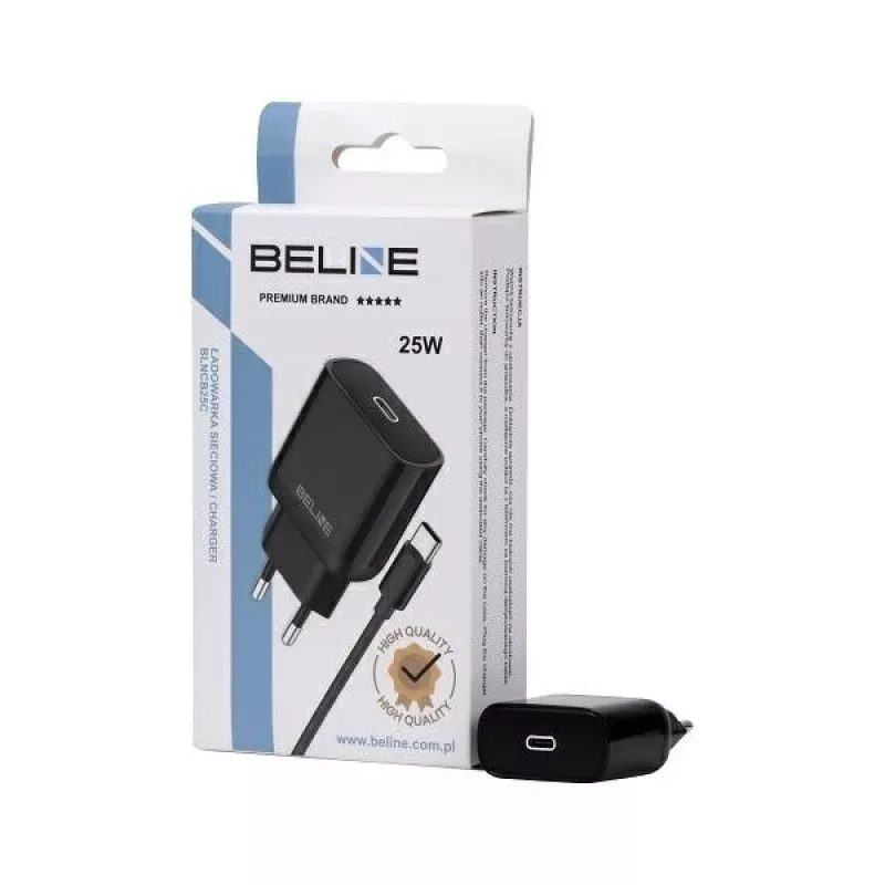 Įkroviklis Beline Beli02168 25W USB-C su USB-C laidu, juodas
