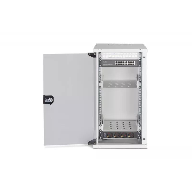 Prie sienos montuojamas stovas Digitus DN-49104-SET 12U 60kg IP20 Pilka