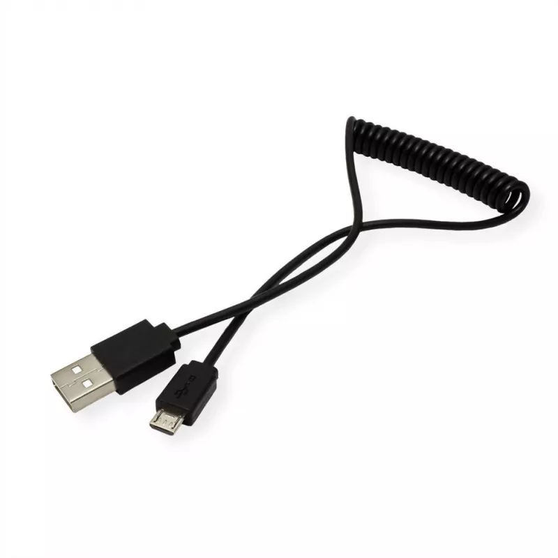 ROLINE USB 2.0 spiralinis laidas - A - Micro B - ST/ST 1,0 m - ekranuotas - USB 2.0 Type Micro B - 1 mm - spiralinis (11.02.8317)