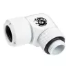 Fitting BitsPower BP-DWE90RMLA12 — žalvarinė 90° kampinė jungtis, balta, Ø 12 mm