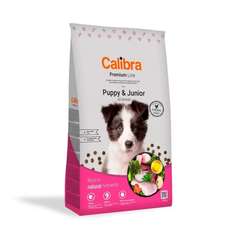 CALIBRA Dog Premium Line Puppy&Junior Vištiena - sausas šunų ėdalas - 3kg