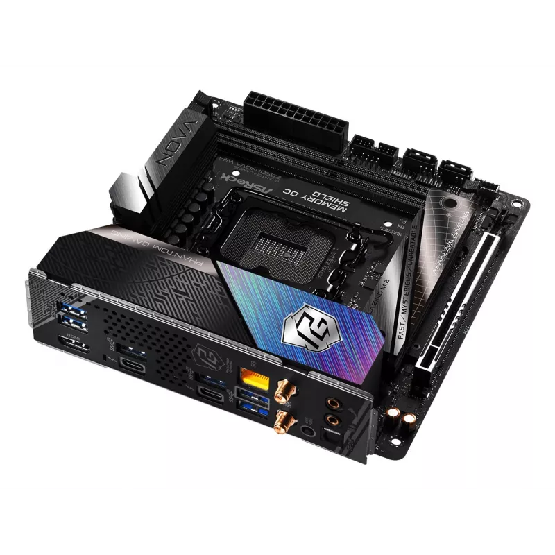 Pagrindinė plokštė ASRock Phantom Gaming Z890I Nova WiFi — Intel Z890, LGA 1851, Mini ITX, DDR5, 2x M.2, Wi‑Fi 6E/7, 5Gb LAN, Thunderbolt