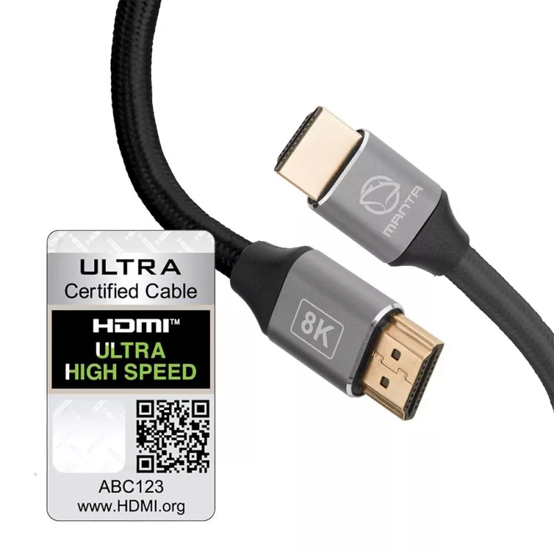 HDMI kabelis MANTA HDMI-2MC 2 m, palaiko iki 8K skiriamąją gebą