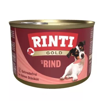 Šlapias šunų maistas RINTI Gold Beef Adult 185 g — be grūdų, be glitimo, visavertis pašaras