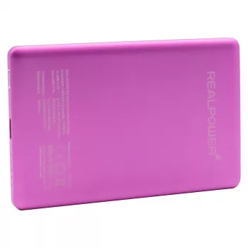 Išorinė baterija RealPower PB-5000 MAG 5000 mAh, belaidis įkrovimas, USB-C, 20 W, rožinė