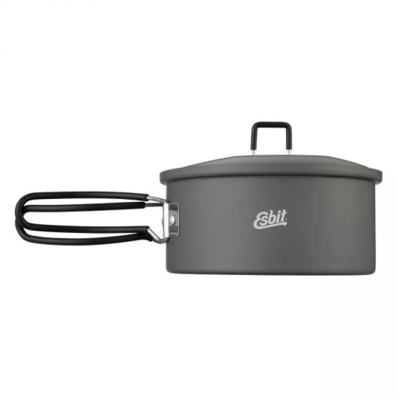 Puodas ESBIT PT1100HA stovyklavimo indai — aliumininis puodas 1,1 L, Ø14,8 cm, 227 g, juodas