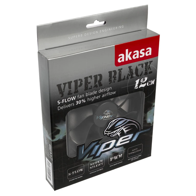 AKASA Viper 120 mm korpuso ventiliatorius - juodas