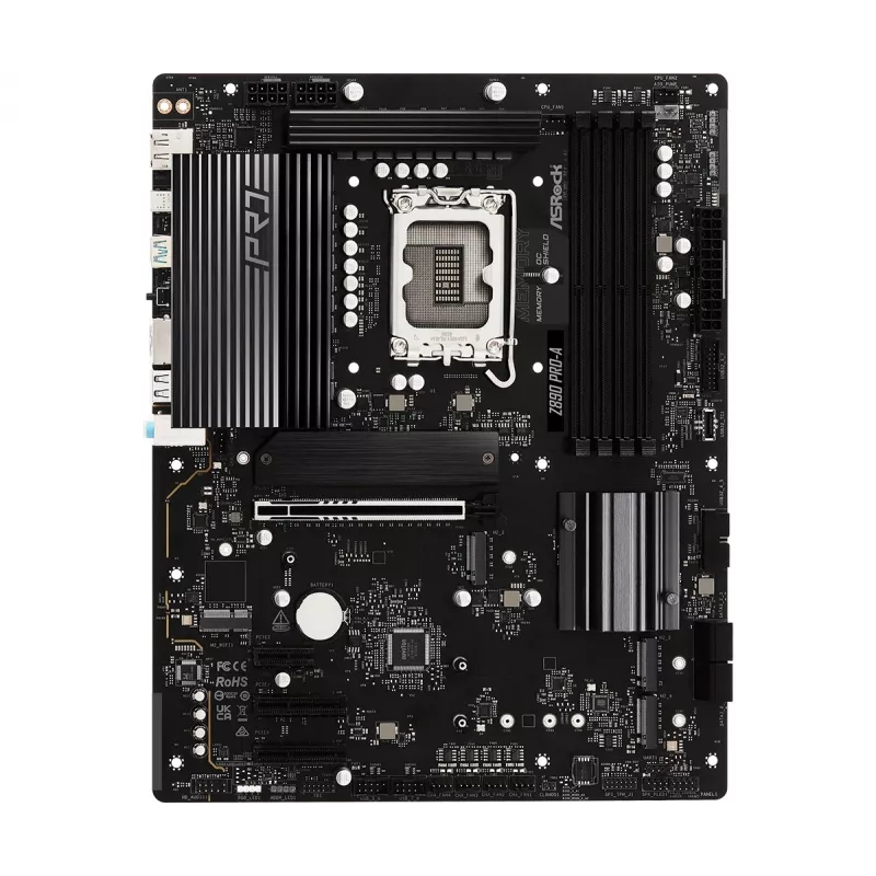 Motininė plokštė ASRock Z890 Pro-A ATX — Intel Z890 mikroschemų rinkinys, LGA 1851, DDR5, 4x DIMM, 256GB, 2.5Gb LAN, PCIe Gen5
