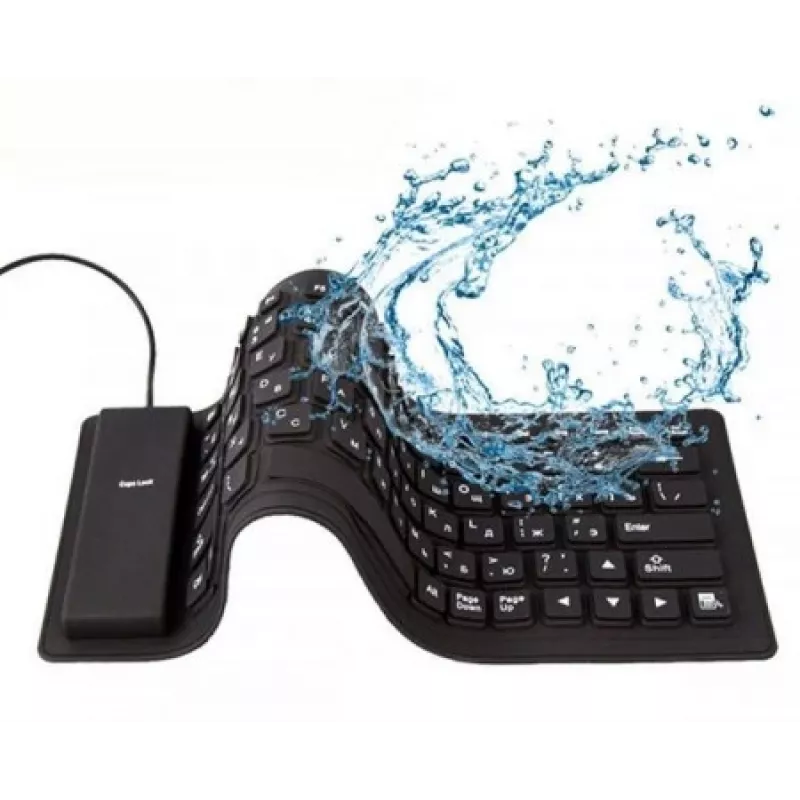Silikoninė klaviatūra USB+PS/2 juoda