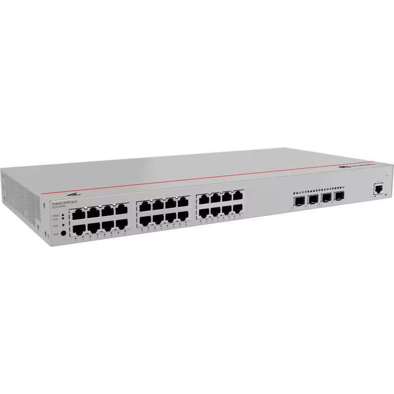 Jungiklis HUAWEI S220-24P4X — 24 x Gigabit (10/100/1000) RJ-45, 4 x SFP+, PoE, 1U pilkas
