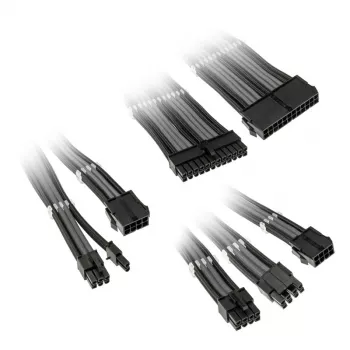 Kabelio ilginimo rinkinys Kolink Core Adept — pintas PET apvalkalas, variniai laidininkai, 300–350 mm ilgiai, 6 vnt. rinkinys