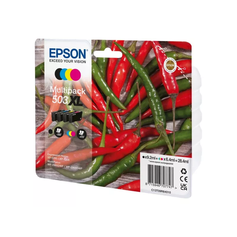 Epson 503XL rašalo kasetė 4 vnt. Originali didelio (XL) našumo juoda, žalsvai mėlyna, purpurinė, geltona