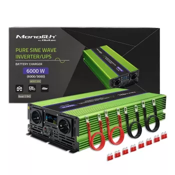 Automobilinis inverteris Qoltec Monolith 6000 W žalias 12 V