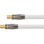 Palydovinės antenos kabelis, IEC/koaksialinis kištukas ir lizdas paauksuoti, ekranavimo lygis 120 dB, 75 omai, nailono apvalkalas baltas, 1 m, PYTHON® serija (GC-M2001)