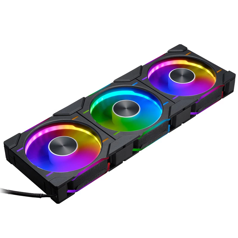 Phanteks D30 120 mm ARGB PWM korpuso ventiliatoriai – juodi, 3 vnt.