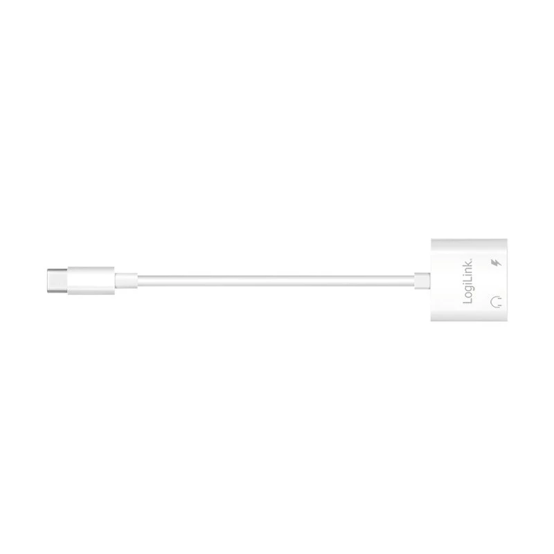 LogiLink USB-C garso adapteris USB-C/M į 2x USB-C/F 60W PD balta