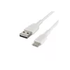 PVC laidas USB-C į USB-A 15 cm baltas