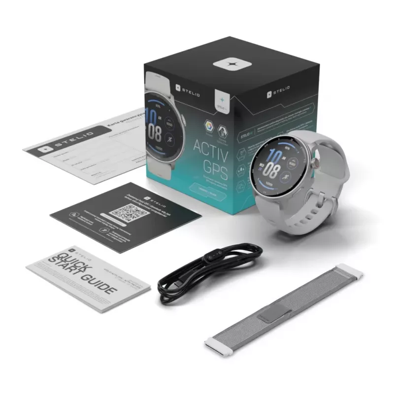 Išmanusis laikrodis Stelio Activ GPS 46 mm sidabrinis STSWA101SR, GPS, 46 mm korpusas
