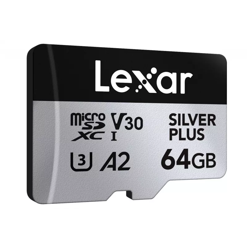 MicroSD kortelė Lexar 64GB UHS-I Class 3 Sidabrinė PLUS