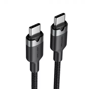 USB-C į USB-C duomenų ir įkrovimo kabelis Vention TRDBH, 2 m, USB 2.0, 60 W PD, 3 A, 480 Mbit/s, juodas