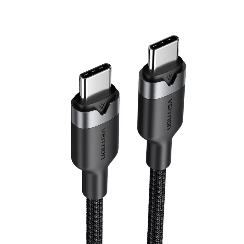 USB-C į USB-C duomenų ir įkrovimo kabelis Vention TRDBH, 2 m, USB 2.0, 60 W PD, 3 A, 480 Mbit/s, juodas