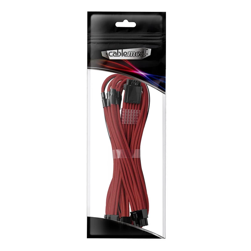 CableMod C-Series PRO ModMesh 12VHPWR į 3x PCI-e kabelis, skirtas Corsair - 60 cm, tamsiai raudonas