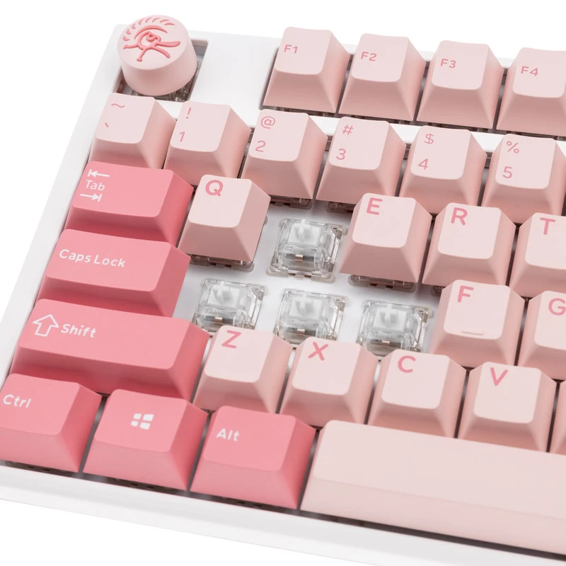 Ducky One 3 Gossamer Pink klaviatūra, skirta žaidimams, USB, JAV anglų, rožinė, balta