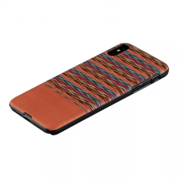 man and wood telefono dėklas, skirtas iPhone X/XS — rudas languotas raštas su juodais akcentais