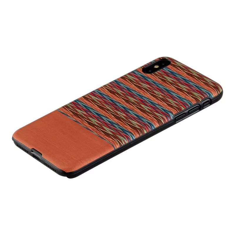man and wood telefono dėklas, skirtas iPhone X/XS — rudas languotas raštas su juodais akcentais