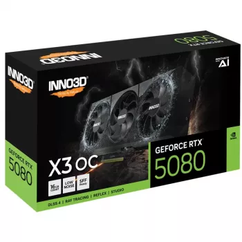 Vaizdo plokštė Inno3D GeForce RTX 5080 16 GB GDDR7, PCIe 5.0, 256 bitų, 300×120×50 mm