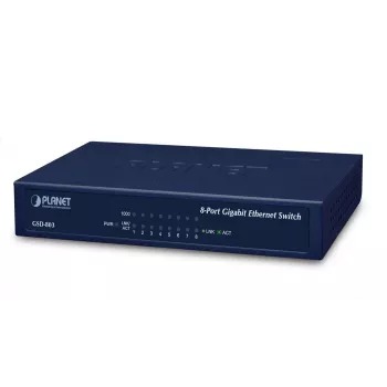 8 prievadų 10/100/1000 Mb/s Gigabit Ethernet komutatorius - išorinis maitinimas