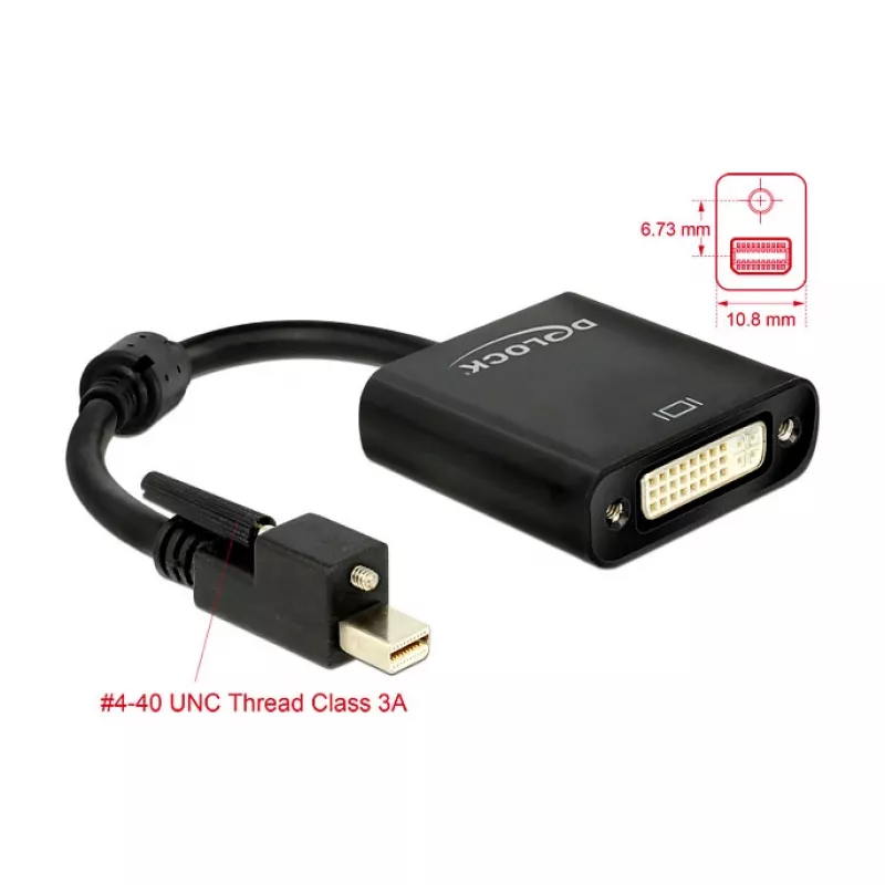 Vaizdo kabelio adapteris DeLOCK 62639 Mini DisplayPort - DVI-I 0,25 m juodas