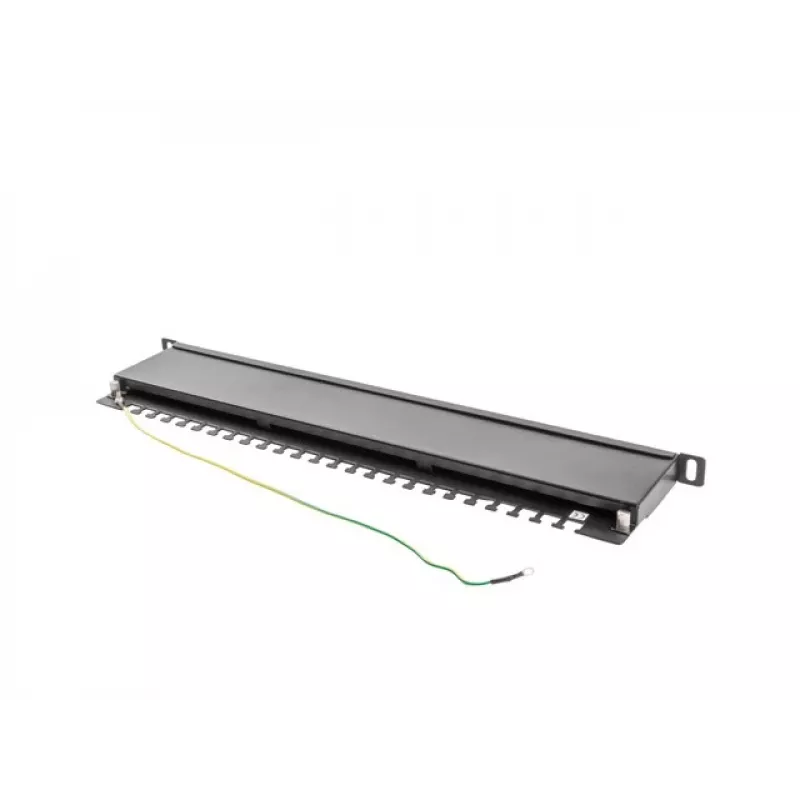 Patch panel LANBERG PPS5-0024-B 24 prievadų CAT5e, metalinis, 0.5U, 445×99×22.3 mm, juodas