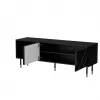 TV spintelė Cama Meble MOUNTAIN 154x40x55 cm — medžio drožlių plokštės viršus, juoda ir auksinė