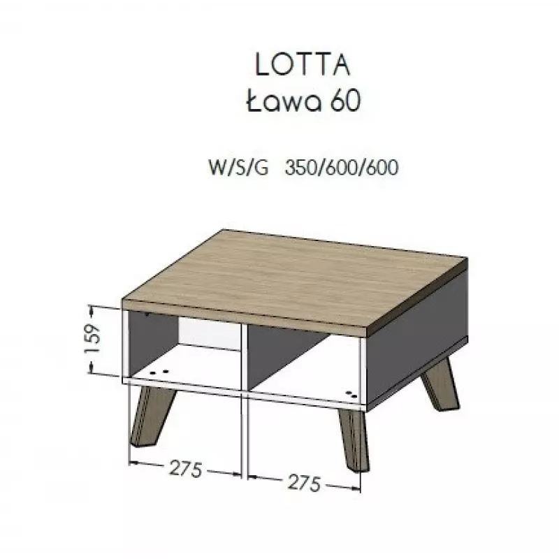 Cama LOTTA 60 Kavos staliukas baltas/sonomos ąžuolas