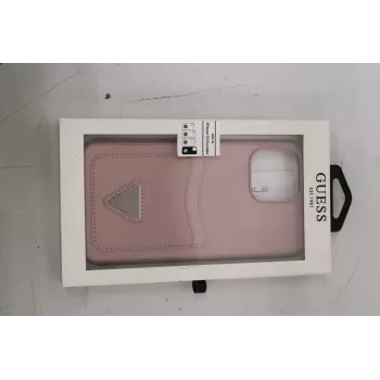 Telefono kietas dėklas GUESS, skirtas iPhone 13 Pro Max 6,7 colio — Rožinis Saffiano su trikampio logotipu