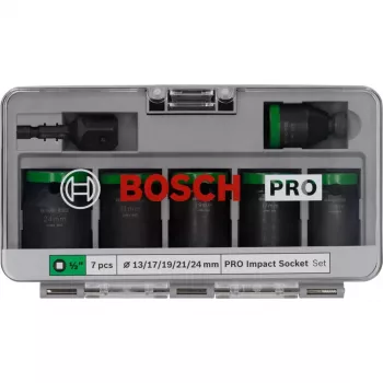 Bosch Powertools PRO 1/2 inch 7 dalių smūginis lizdų rinkinys, juodas