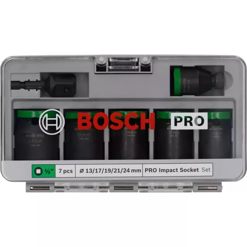 Bosch Powertools PRO 1/2 inch 7 dalių smūginis lizdų rinkinys, juodas
