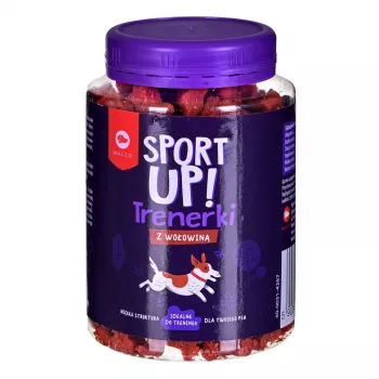Šunų dresavimo skanėstai MACED Sport Up! Jautiena 300 g — jautienos skonio dresavimo užkandžiai suaugusiems šunims