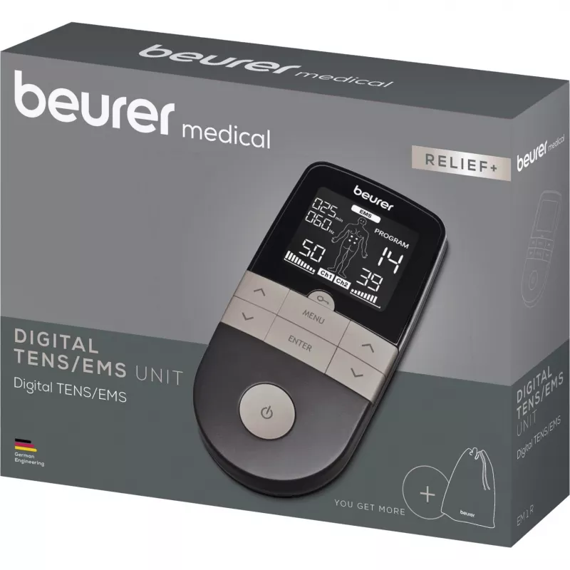 Elektrostimuliacijos TENS/EMS prietaisas Beurer EM 1 RELIEF+ (modelis 60428) antracito spalvos