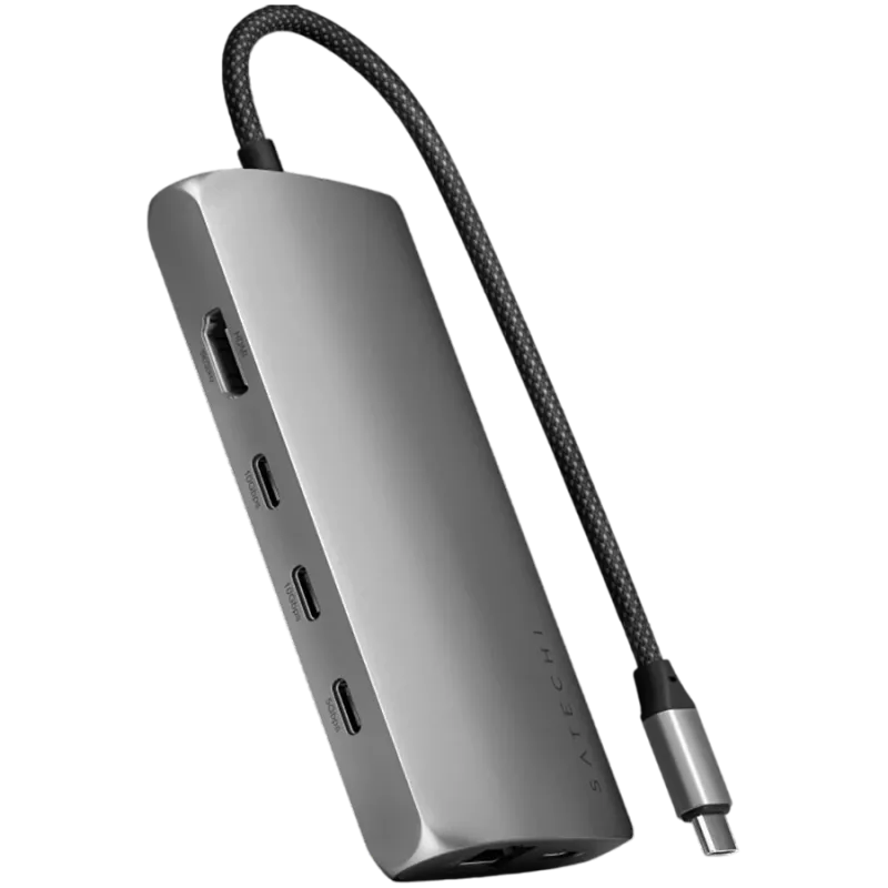 Satechi USB-C daugiafunkcis adapteris 8K su Ethernet V3, pilkos kosmoso spalvos (ST-P8KEM)