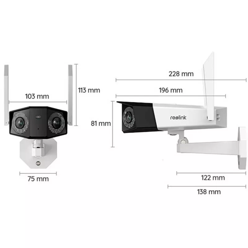Reolink Duo Series W730 – 4K lauko „Wi-Fi“ kamera, dvigubas objektyvas, 180° panoraminis vaizdas, asmens/transporto priemonės/gyvūno aptikimas