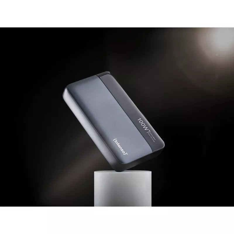 Išorinė baterija INTENSO 7350050 — 20000 mAh, 1× USB-A + 2× USB-C, 100 W bendra išvestis, juoda/pilka