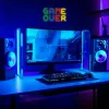 Neoninis ženklas MANTA SNL102MT — „Game Over“ stiliaus apšviečiama sienų puošmena, įjungiamas į lizdą LED neoninis efektas