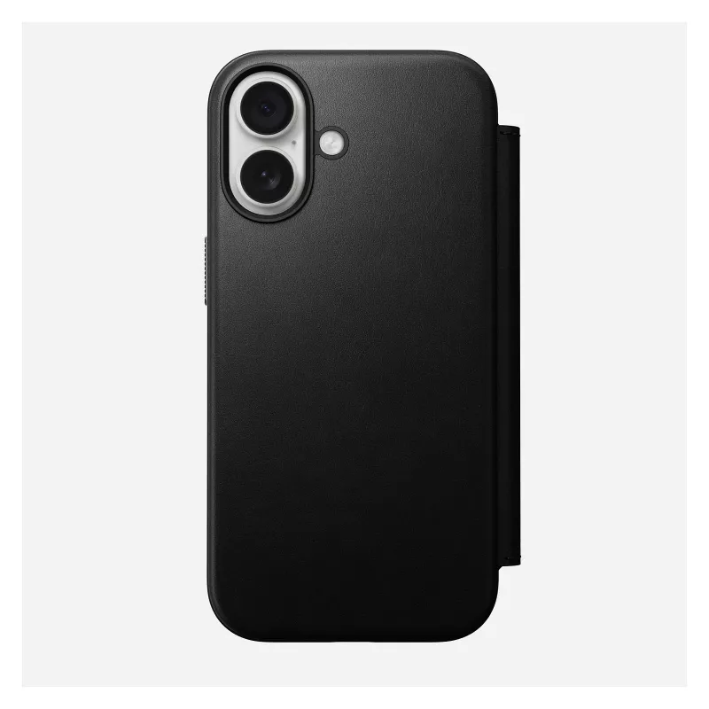 Dėklo tipo telefonų dėklas Nomad Modern Leather Folio, skirtas Apple, tinka ekranams iki 16 cm (6,3 col.), juodas