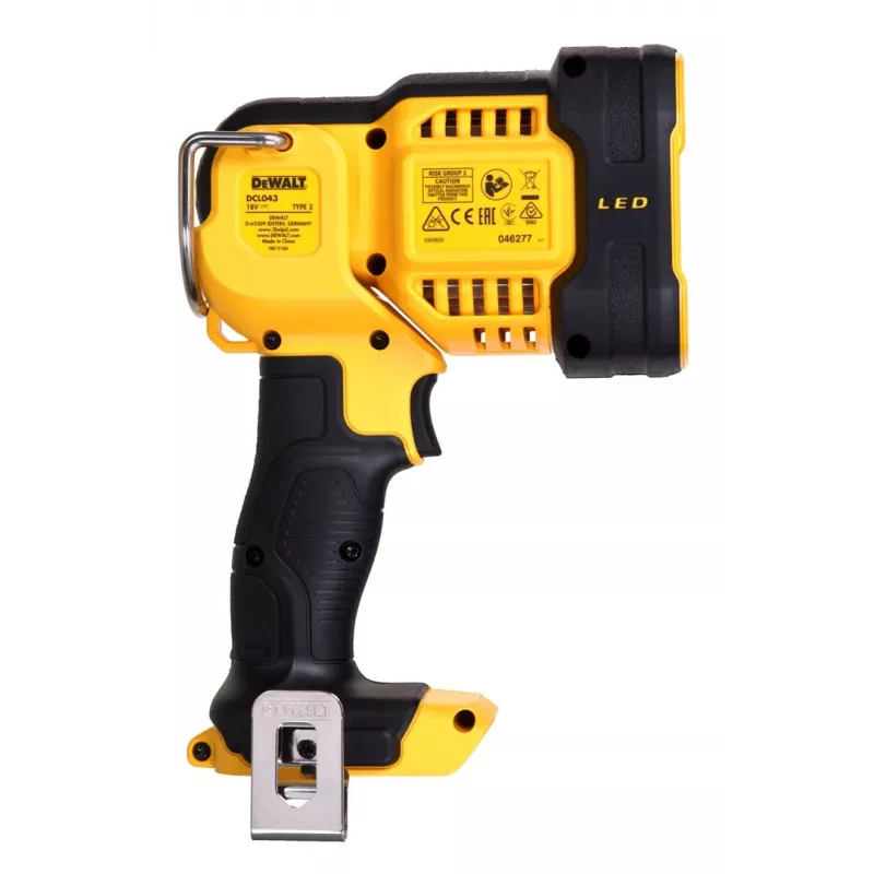Pakabinamas darbinis žibintas DeWalt DCL043-XJ, LED 1000 lm, 3 lemputės, 90° spindulys, geltonas/juodas