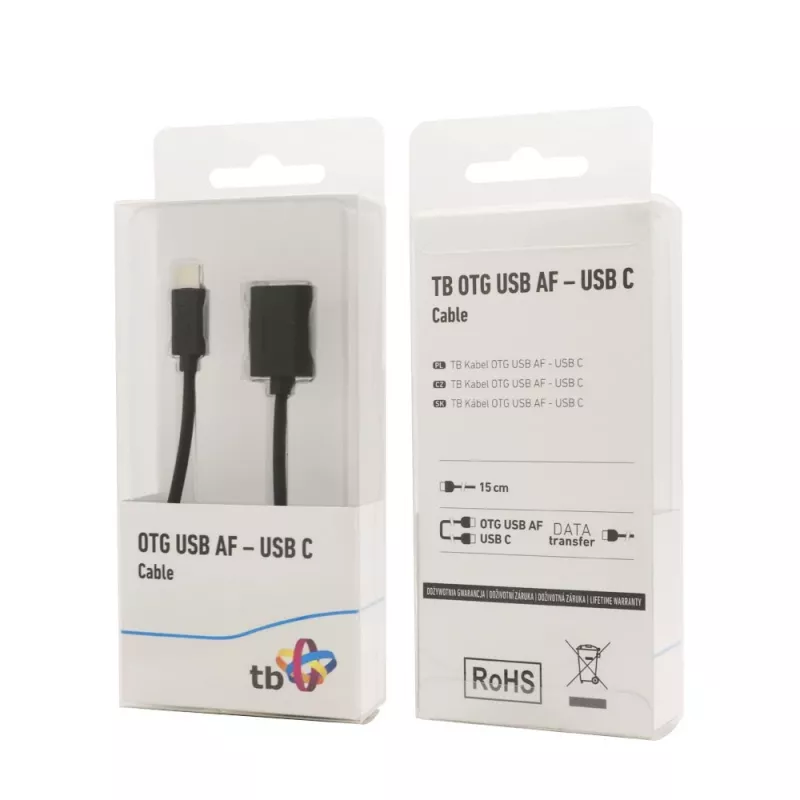 TB kabelis OTG USB AF – USB C 15 cm juodas (AKTBXKU4PAC015B)
