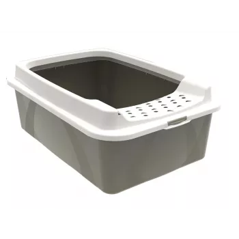 Kačių tualeto dėžė rotho Bonnie Eco Cappuccino 30 L uždaras plastikinis padėklas su dangčiu, 572×393×209 mm
