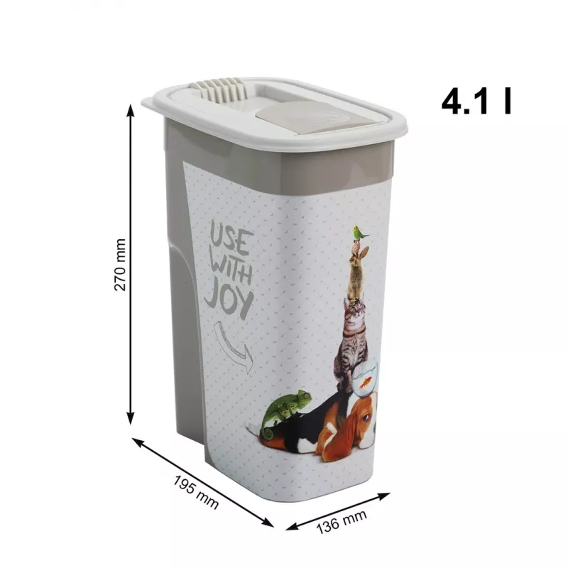 Naminių gyvūnėlių ėdalo laikymo indelis rotho Flo smėlio-rudos spalvos plastiko 4,1 l, 270 mm aukštis